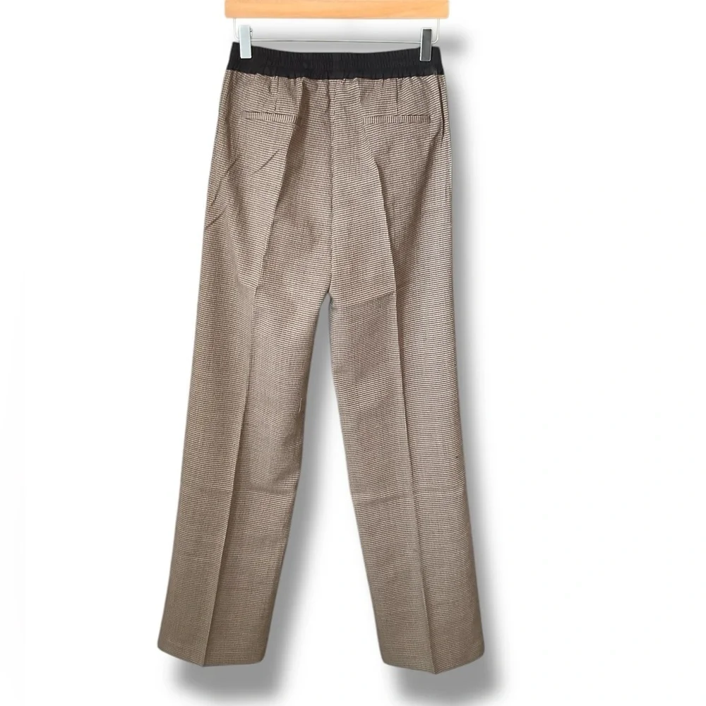 Thakoon Brown Houndstooth Straight Leg Pull On Trouser Pants Size 0